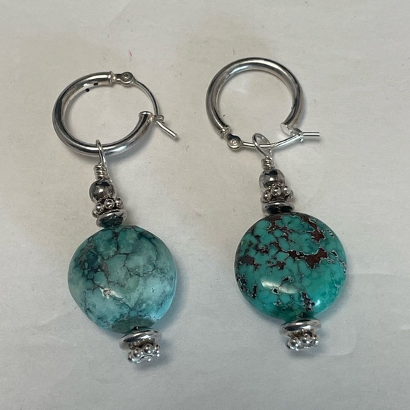 Vintage Sterling Silver, Blue Beads and Smoky Quartz necklace and earrings - Picture 3 of 9